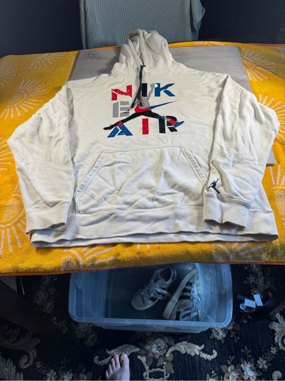 🚀Size M  Men's Air Jordan Jumpman Retro Legacy AJ 4 Pullover Hoodie White